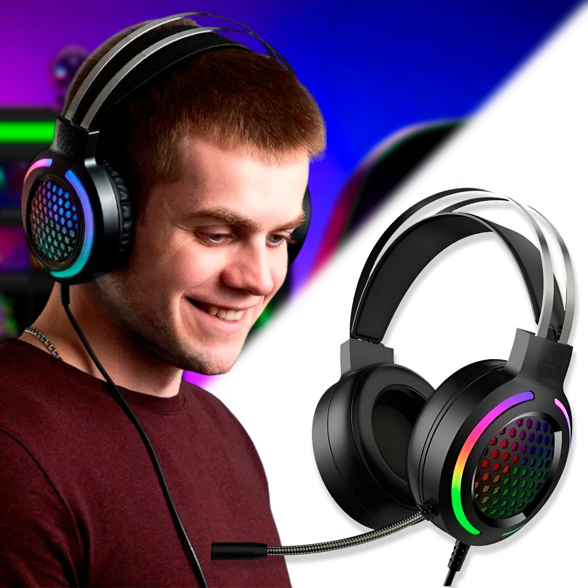 Audífonos Gamer LED RGB Diademas G12