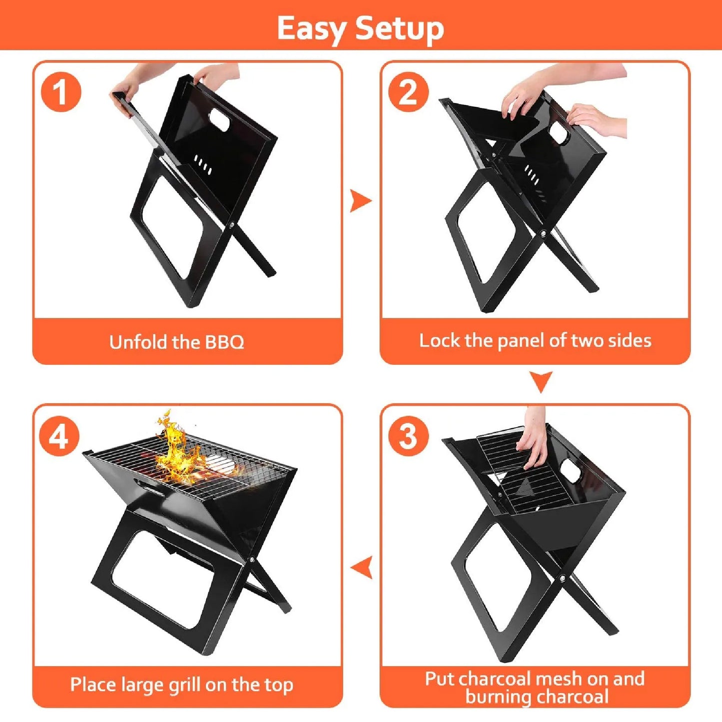 Asador Parrilla Mediano Plegable 44x29cm