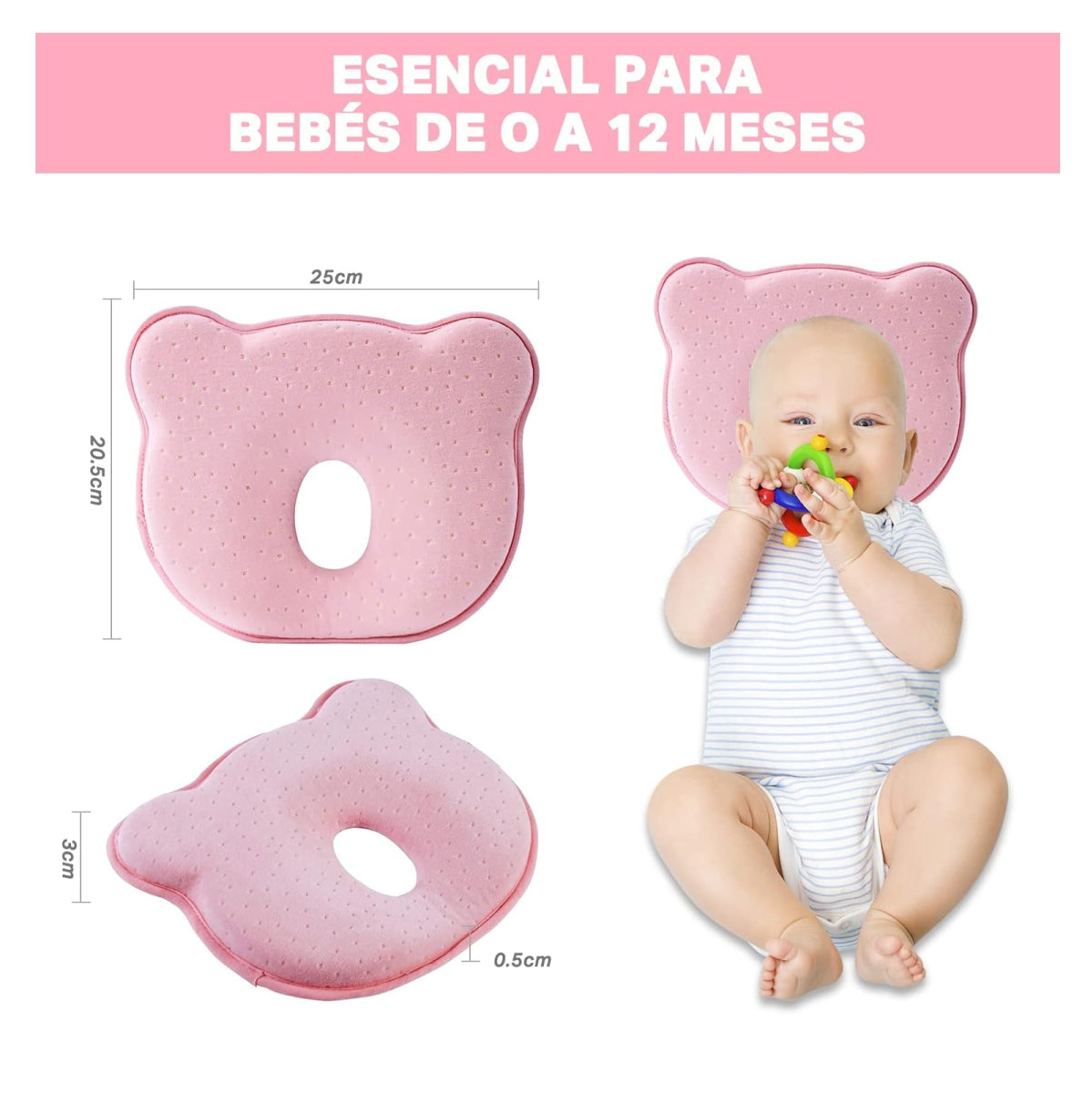 Almohada Bebe Prevenir Cabeza Plana Coji