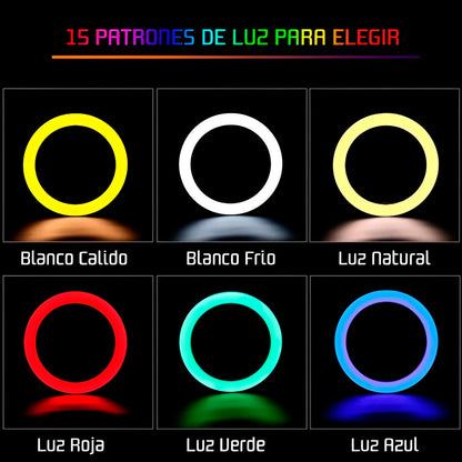 Aro De Luz 33cm Efectos RGB Flash MJ33