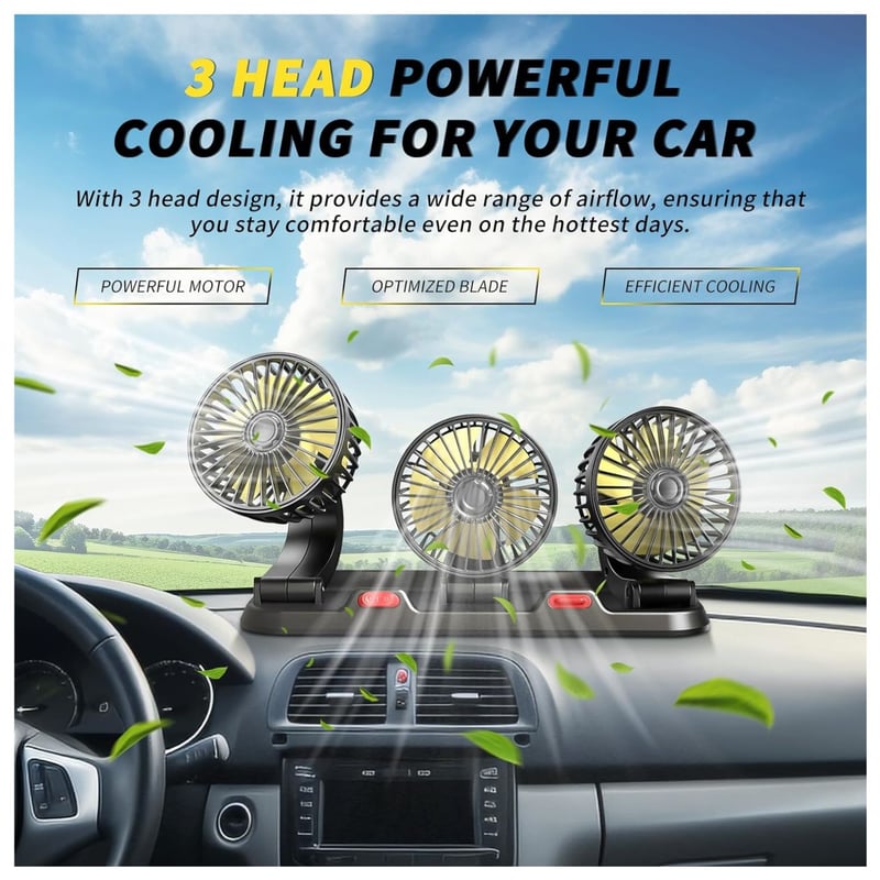Ventilador Portátil triple para carro