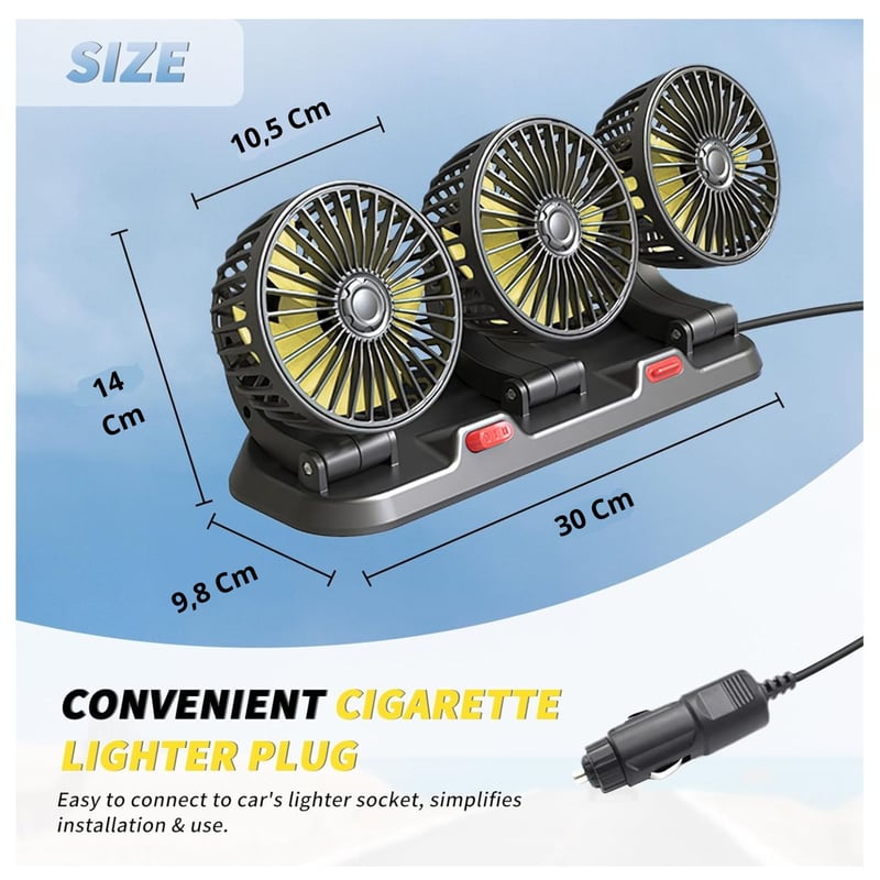 Ventilador Portátil triple para carro