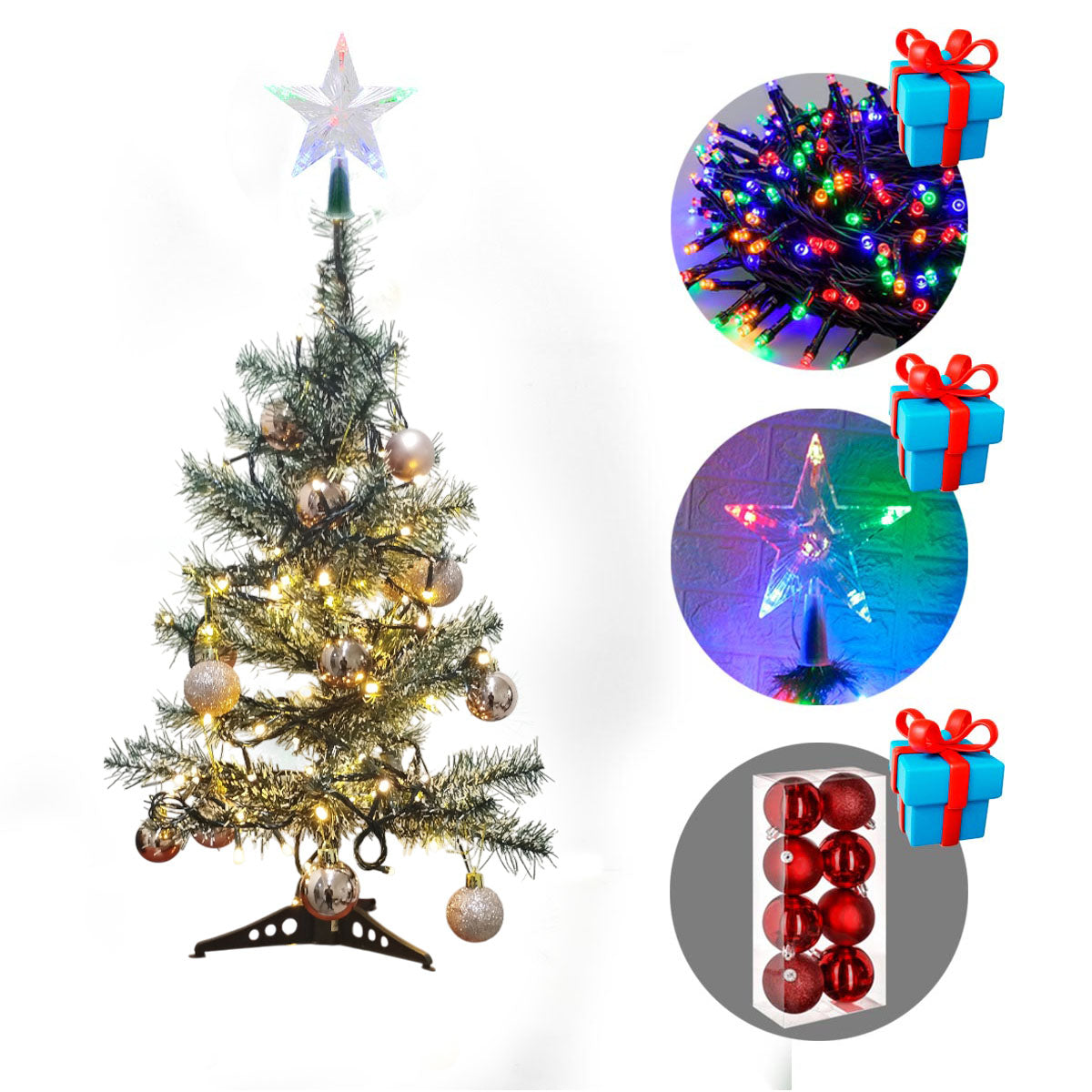 Arbol Navidad Nevado 90cm Combo