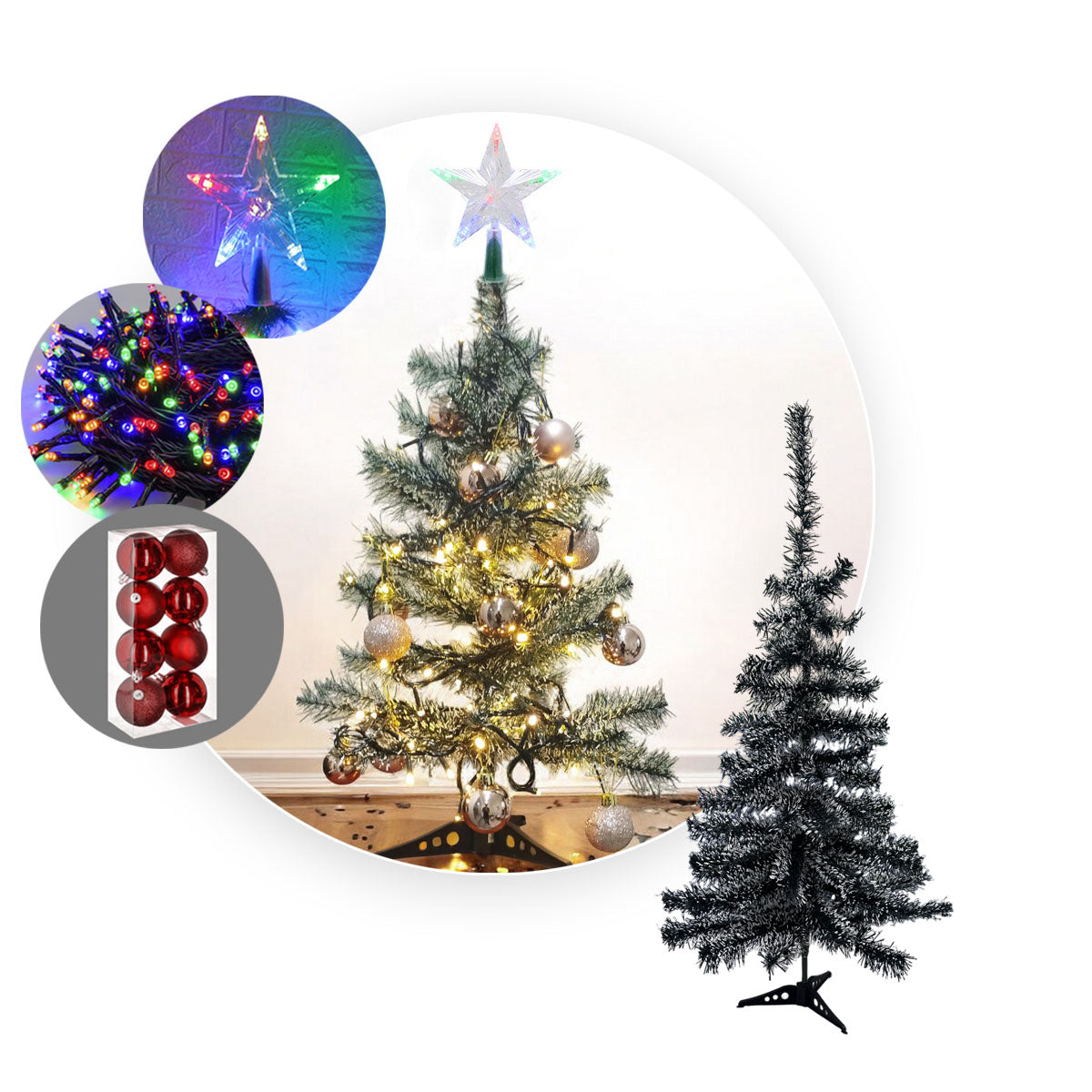 Arbol Navidad Nevado 90cm Combo