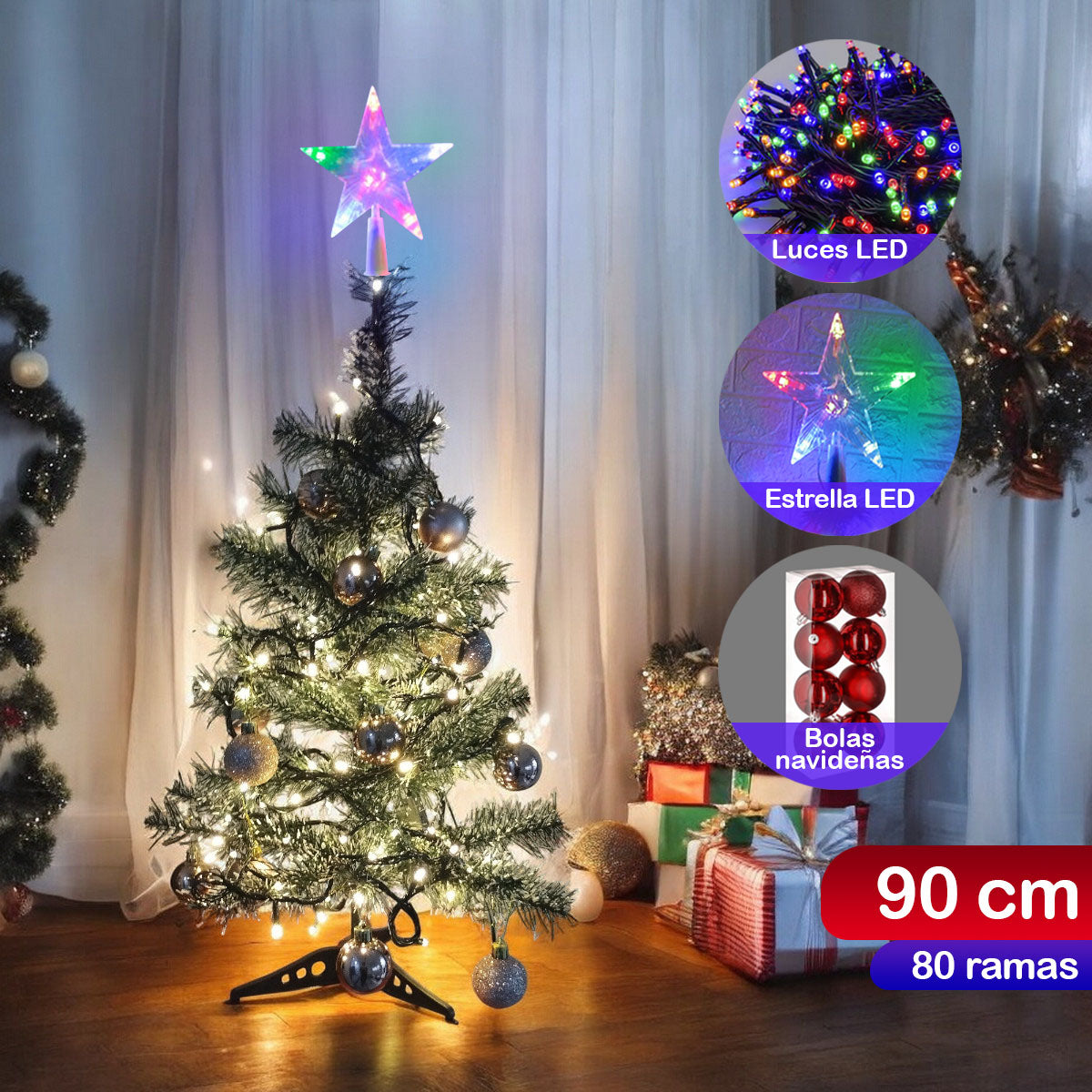 Arbol Navidad Nevado 90cm Combo