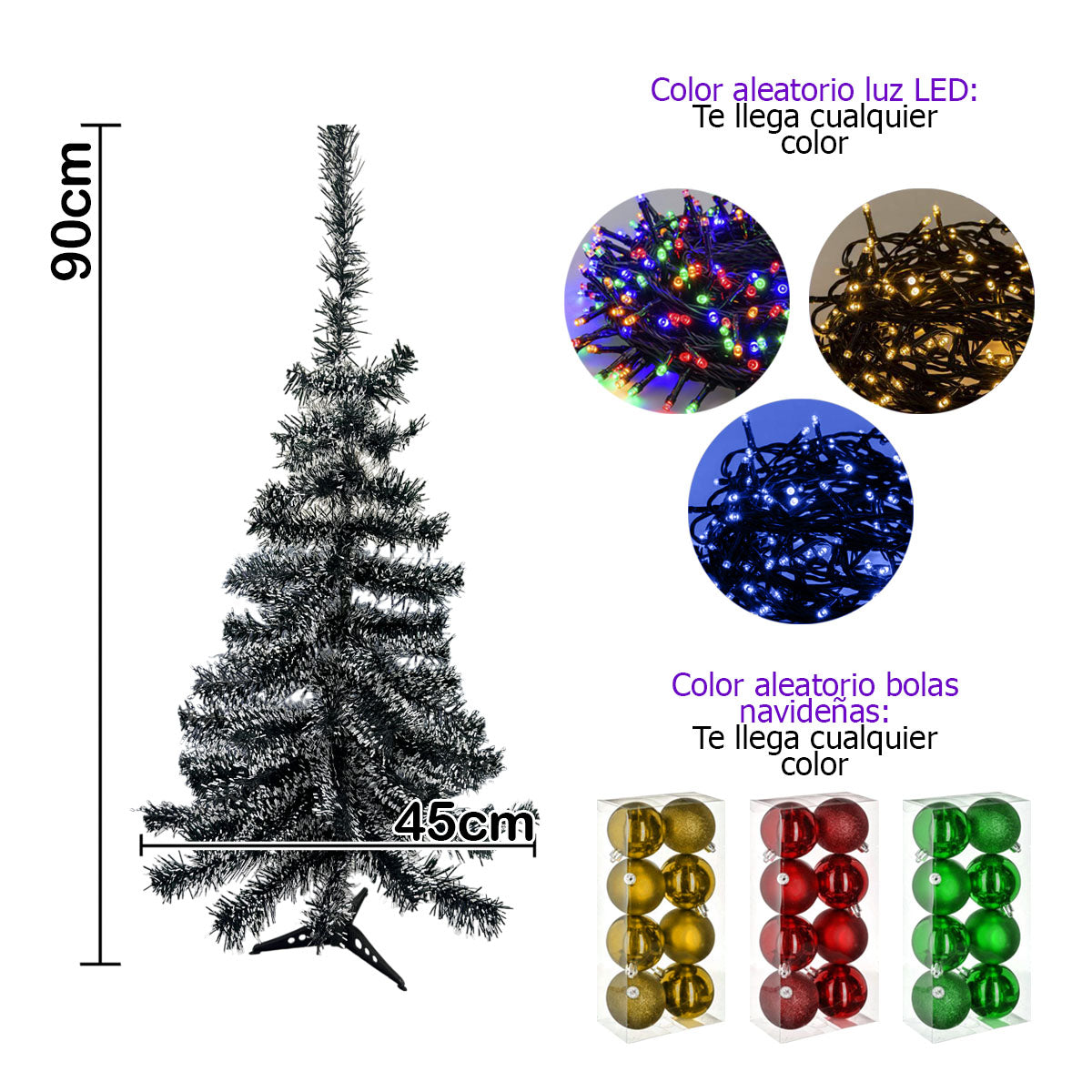 Arbol Navidad Nevado 90cm Combo