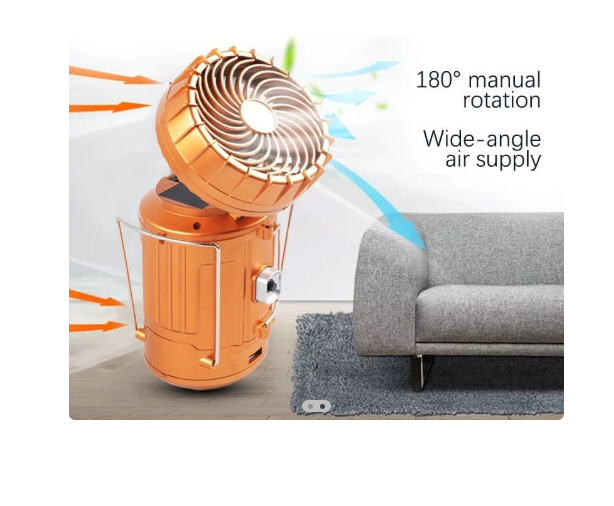 Ventilador linterna luz led solar